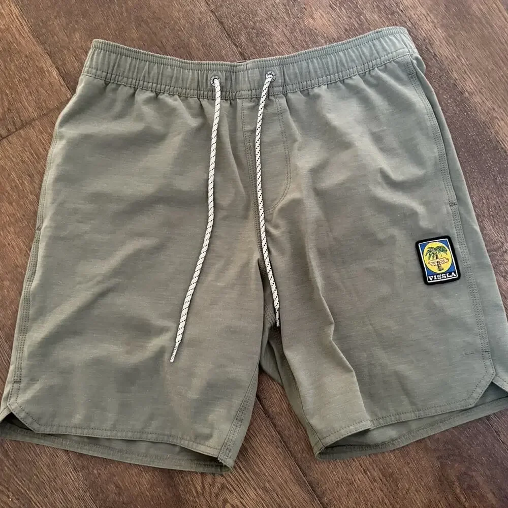 VISSLA Men’s Green Pull On Board Shorts Swim Sz S